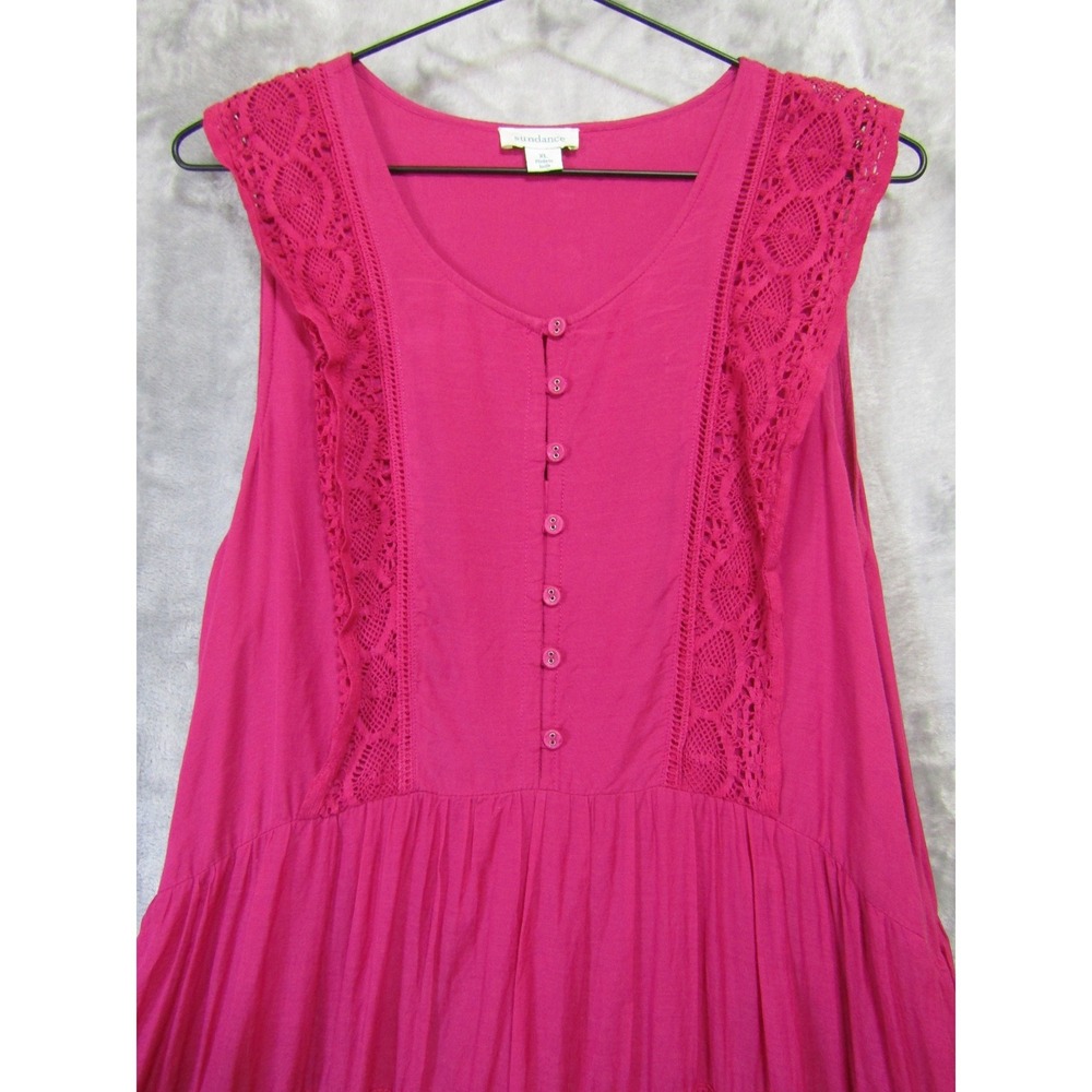 Sundance Maxi Dress Womens XL Pink Excellent Boho Crochet Lace Tiered Sleeveless - Picture 3 of 11